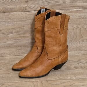 Code West Western Cowboy Slouch Boots Womens Size 9 Tan Soft Leather